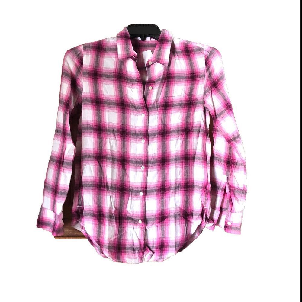 NWT GAP The Easy Shirt Pink Flannel Button Down Shirt - XXS